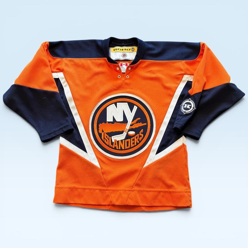 Vintage New York Islanders Jersey Youth Medium Orange NHL Hockey Koho 2000s